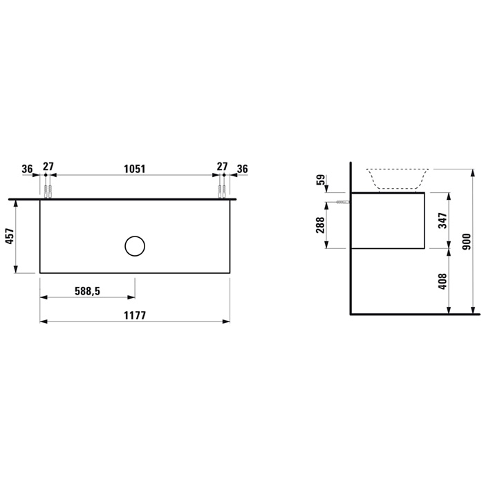 Laufen New Classic Тумба с раковиной, 117.5x45.5x34.5см, 1 ящиком, подвесная, цвет: белый глянец