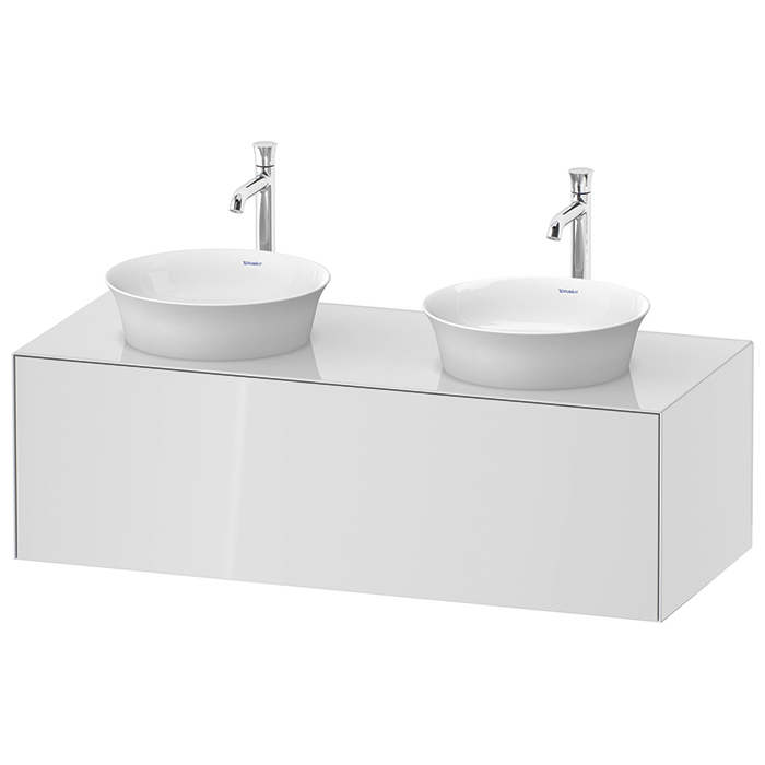 Duravit White Tulip Тумбочка подвесная 130x55х40.8см., 2 раковины, 1 выдвижной ящик, цвет: белый высокоглянцевый