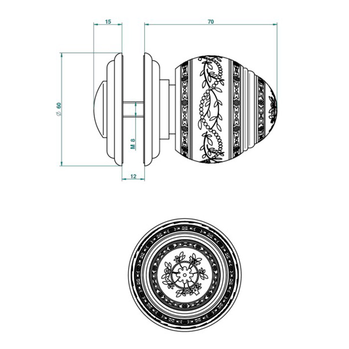 THG MARQUISE NOIR DECOR OR Ручка дверная одинарная, декор черный/золото, цвет: полированное золото