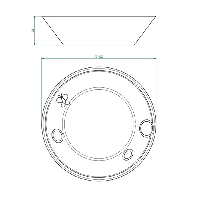 THG CAPUCINE MAUVE DECOR OR Блюдо керамическое ø130 мм., настольное, декор золото/лиловый, цвет: белый