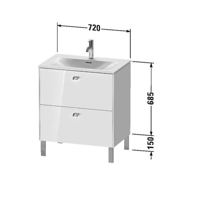 Duravit Brioso База напольная 72x47.9x68.5см с раковиной, 2 ящика, цвет: глянцевый белый