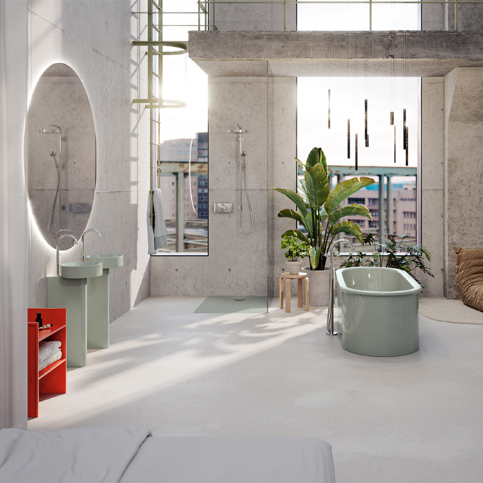 BETTE Suno Oval Ванна отдельностоящая 177×77см, с шумоизоляцией и экраном, цвет: Salvia