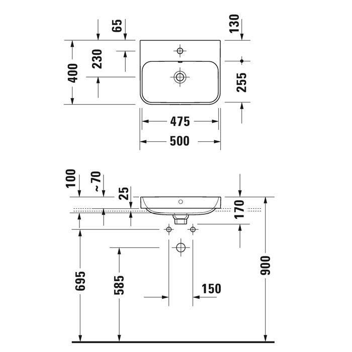 Duravit Happy D.2 Plus Раковина накладная, 50х40см., с 1 отв., выпуск с керамической крышкой, цвет: Anthracite matt