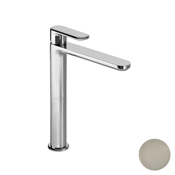 Cisal LineaViva Смеситель для раковины, на 1 отв., h: 27.1см, без донного клапана, цвет: Nichel Spazzolato
