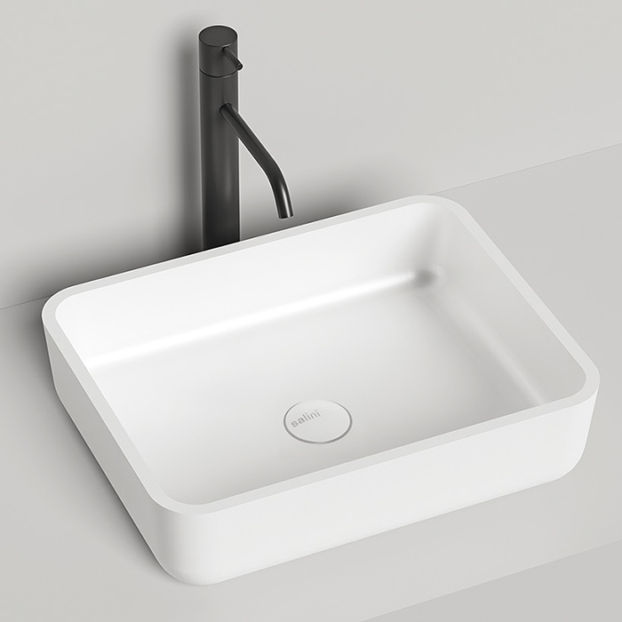 Salini Gloria Раковина накладная 48х38х12cм, без отв., без перелива, S-Stone, цвет: белый матовый