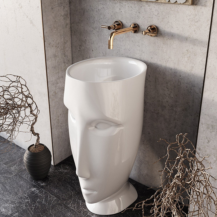 Kerasan Artwork Раковина 45х51х h94.5см., свободностоящая "MOLOCO", с отверстием для слива в пол, цвет: белый матовый