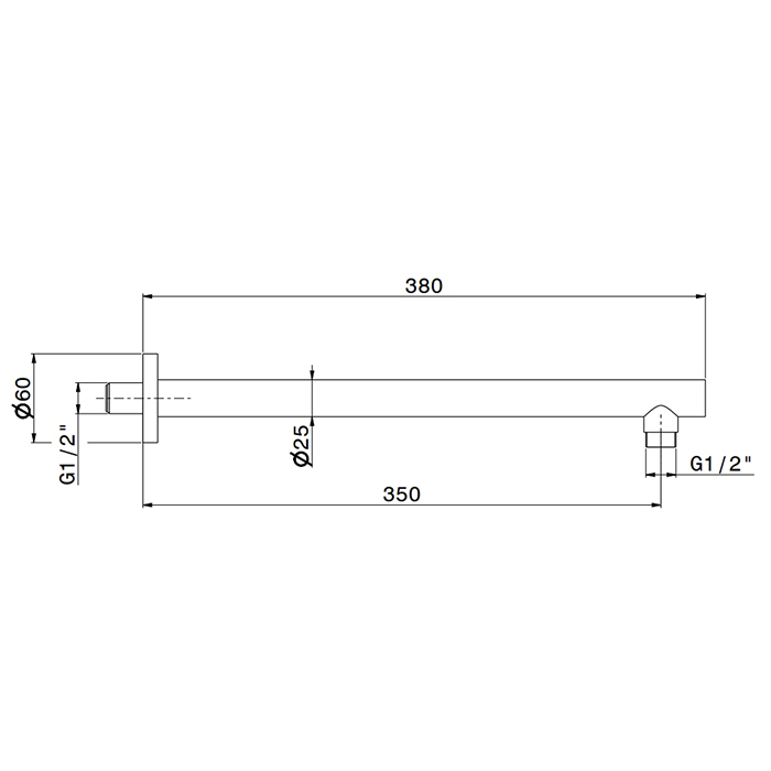 Newform X-STEEL 316 Кронштейн для верхнего душа, настенный., L=35см, G1/2" , цвет: нержавеющая сталь