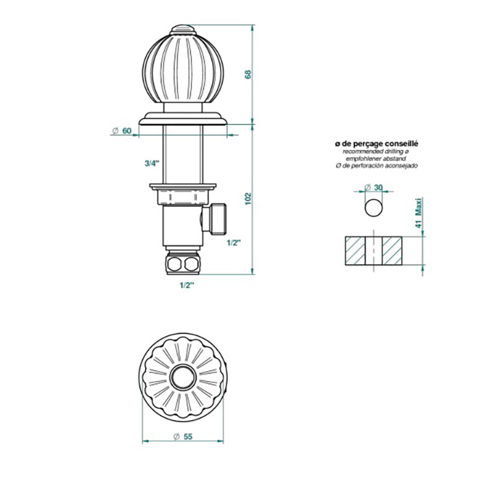  THG  Mandarine metal Вентиль смесителя для раковины, цвет: хром/золото