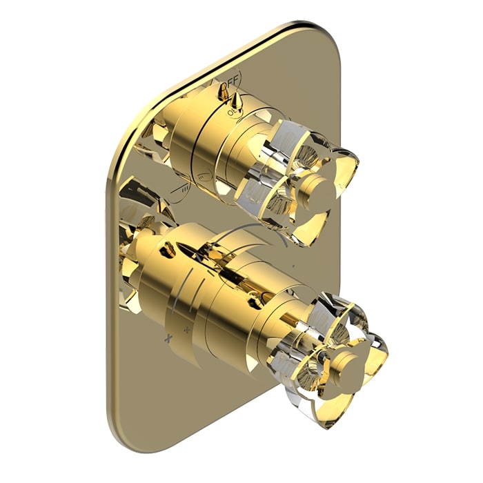  THG Petale De Cristal Clair Lisere Dore Смеситель для душа встраиваемый, термостатический, с переключателем на 2 полож, внешн часть, цвет: полир золото