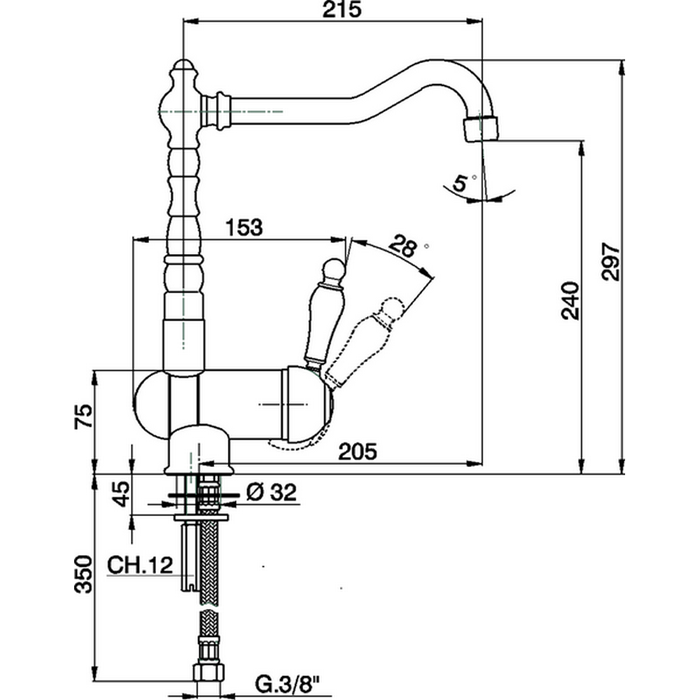 CISAL Arcana Empress Смеситель на 1 отверстие для кухни, цвет: золото