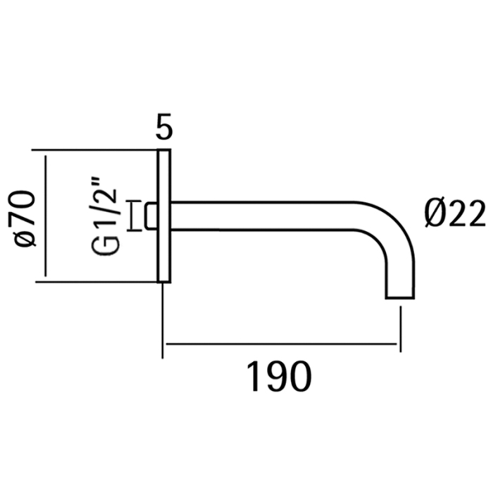 Cisal Xion Излив для ванны 19см., настенный, цвет: нержавеющая сталь