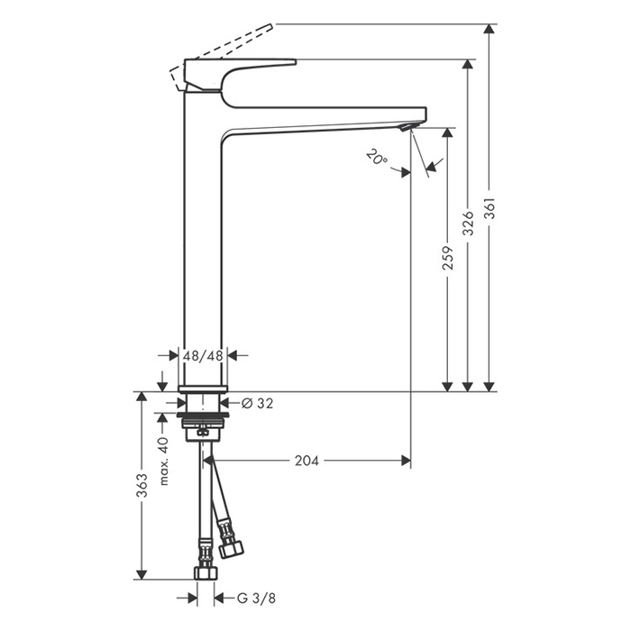 Hansgrohe Metropol Смеситель для раковины, однорычажный, высокий 32.6см., на 1 отв., излив: 16,5см., цвет: хром