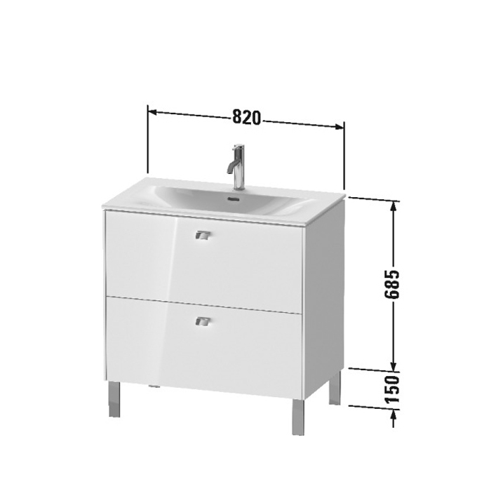 Duravit Brioso База напольная 82x47.9x68.5см с раковиной, 2 ящика, цвет: глянцевый белый