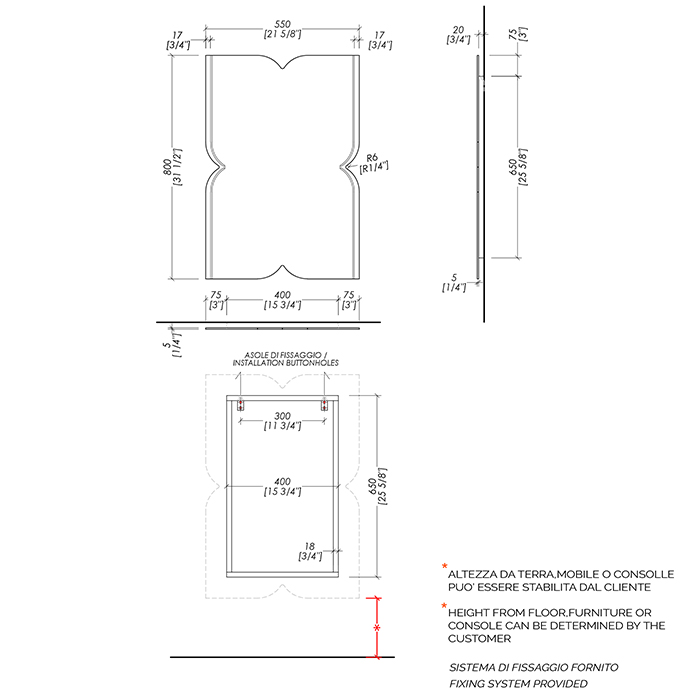 Devon&Devon Papillon Зеркало 50xh80см., с фацетом, декоративное