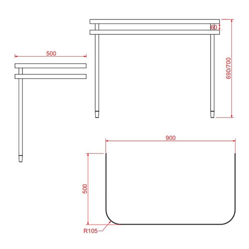 Artceram AZULEY Металлическая структура под раковину, напольная, с верхним глянцевым топом цвет белый, цвет хром