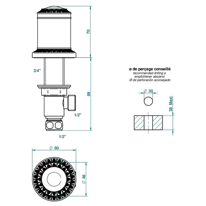  THG Malmaison metal Вентиль смесителя для раковины, цвет: состаренный никель