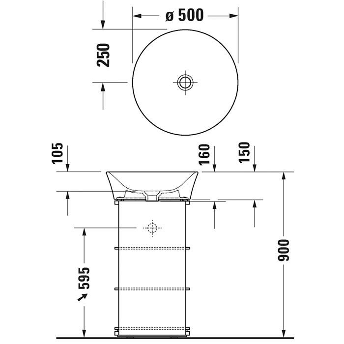 Duravit White Tulip Раковина накладная Ø50см, без перелива, без отв., цвет: белый