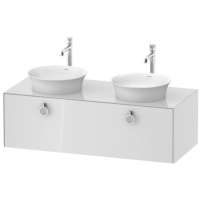 Duravit White Tulip Тумбочка подвесная 130x55х40.8см., 2 раковины, 1 ящик с ручкой, цвет: белый высокоглянцевый