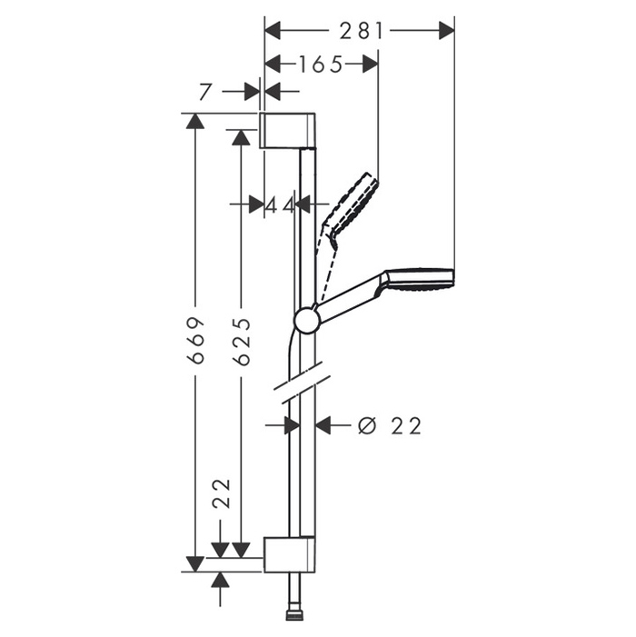 Hansgrohe Crometta Vario Unica Душевой набор: штанга 650mm, ручной душ, 1jet (Rain), шланг, цвет: белый/хром