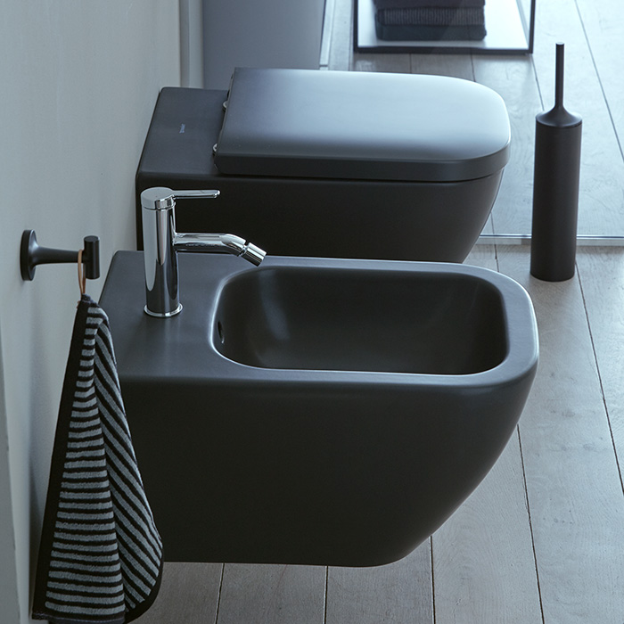 Duravit Happy D.2 Plus Биде подвесное 35.5x54см, с переливом 1 отв для смес, с покрытием WG, цвет: антрацит матовый