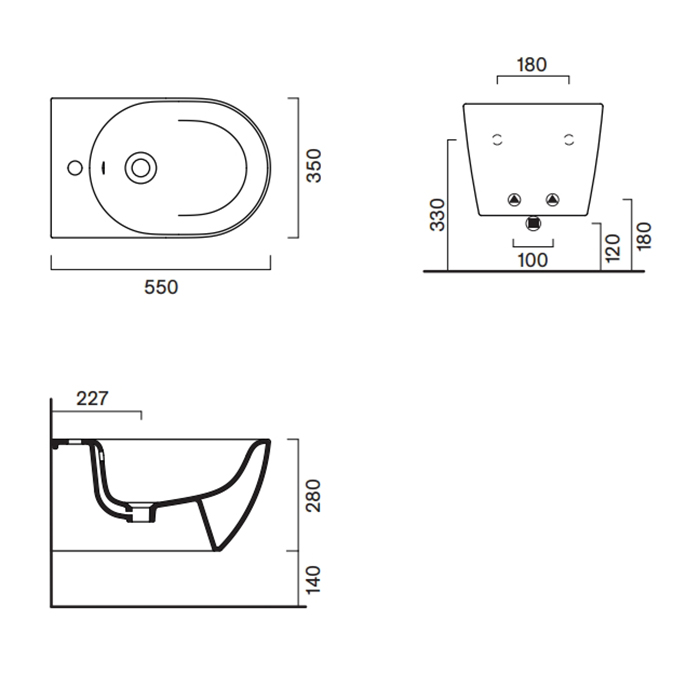 Catalano Sfera Биде подвесное  55х35см., с 1отв. под смеситель, цвет: черный матовый