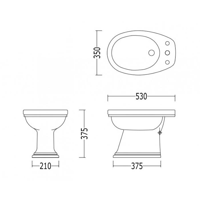 Devon&Devon Rose, Биде напольное 53х35см, с 1 отв под смеситель, цвет: белый