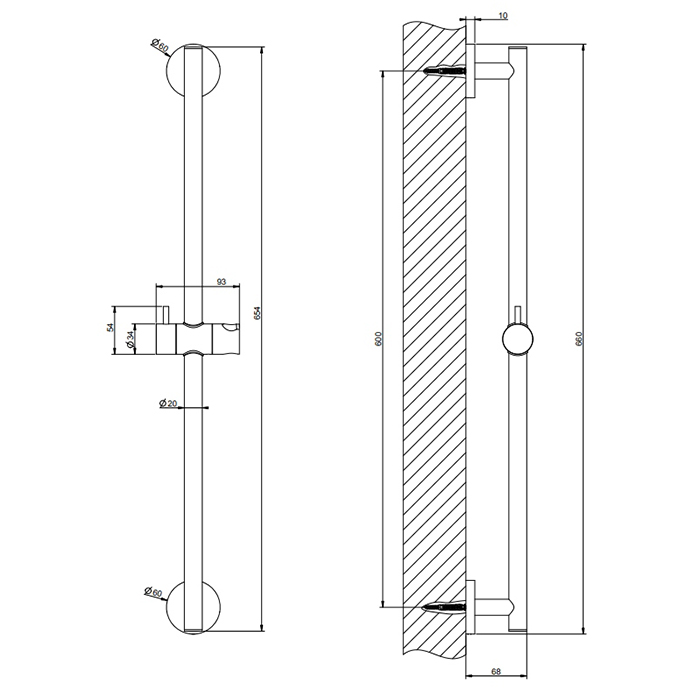 Gessi Emporio shower Штанга для душа, цвет: Finox Brushed Nickel