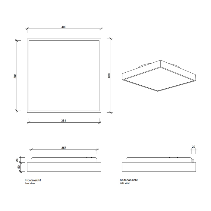 Decor Walther Cut 40 N LED Светильник потолочный 40x40x7см, светодиодный, 1x LED 20.1W, цвет: никель сатинированный