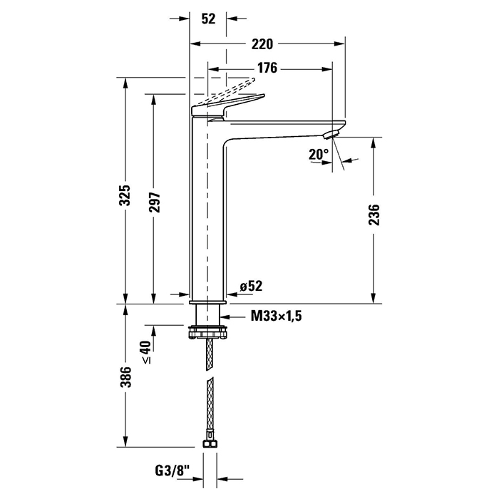 Duravit Circle XL Смеситель для раковины, на 1 отв., высокий, цвет: хром