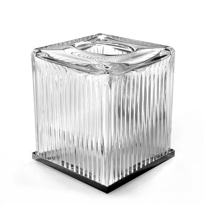3SC Elegance Контейнер для бумажных салфеток настольный 13хh15х13 см, цвет: прозрачный хрусталь/никель черный матовый
