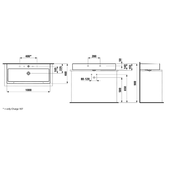 Laufen Living City Раковина 100х46х14 см, 2 отв., цвет: белый