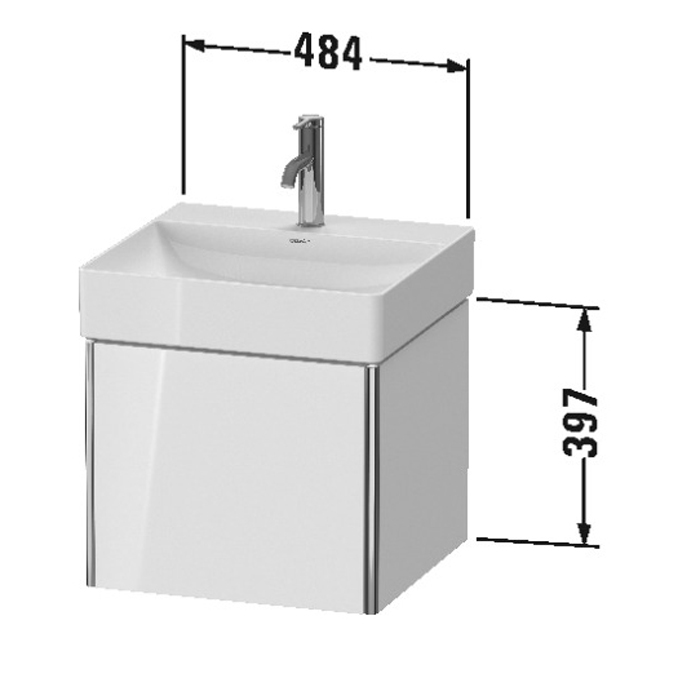 Duravit XSquare База подвесная 48.4x46x39.7см с раковиной, 1 выдвижное отделение, цвет: глянцевый белый