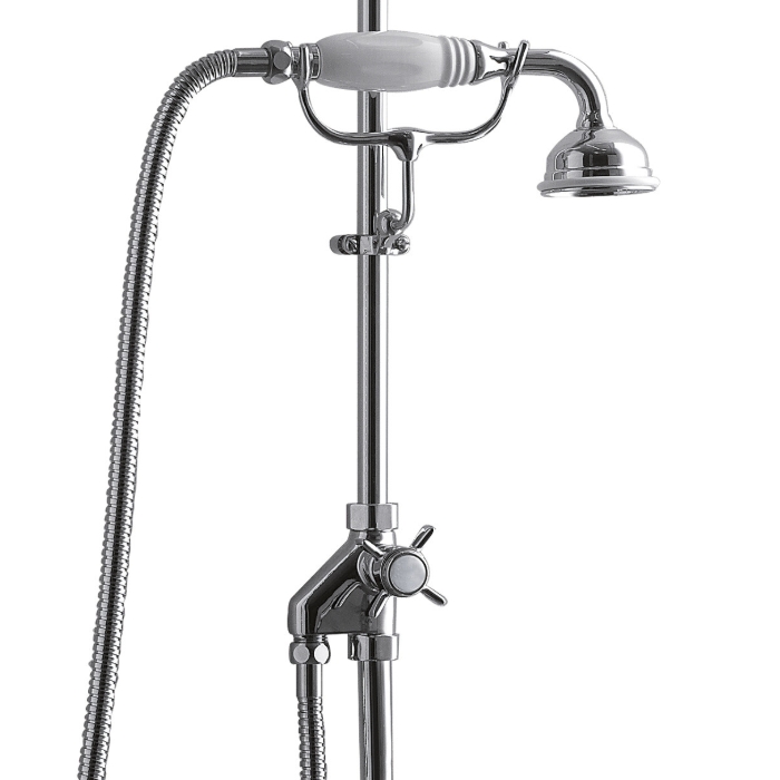 Devon&Devon Ручной душ с переключателем и держателем с белой ручкой, цвет: хром