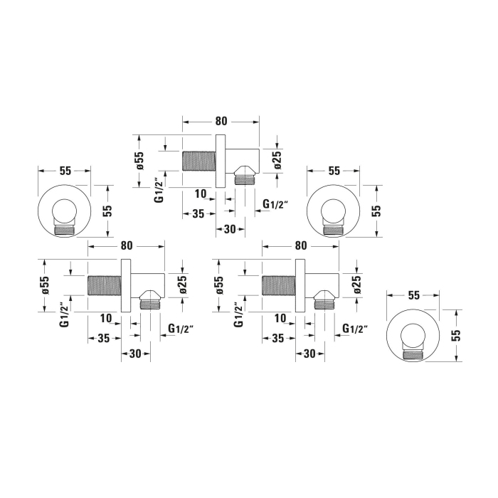 Duravit Подключение для душевого шланга, цвет: хром