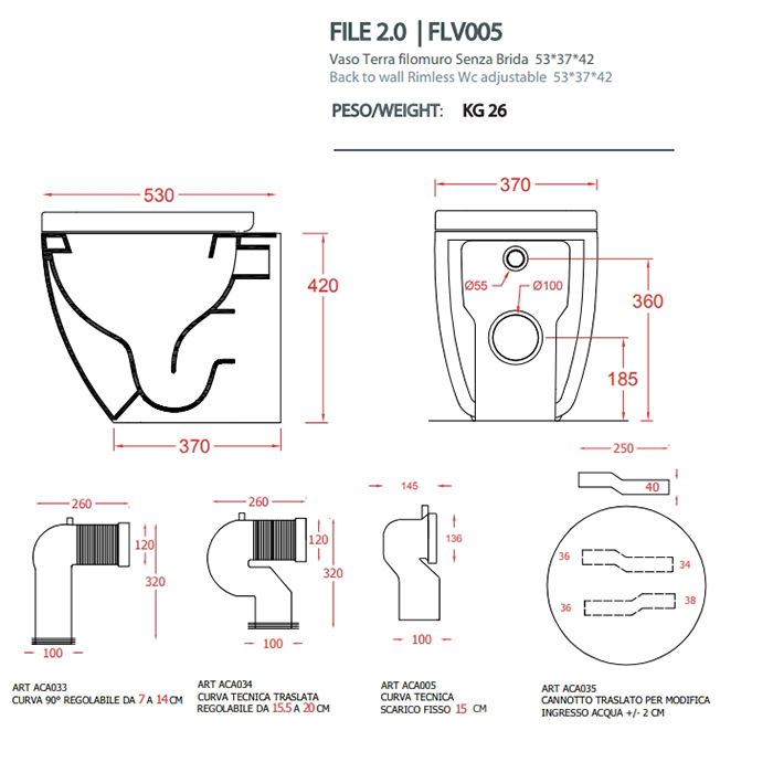 Artceram FILE 2.0 Унитаз напольный 53х37хh42см, безободковый, слив универсальный, с крепежом, цвет: verde foresta