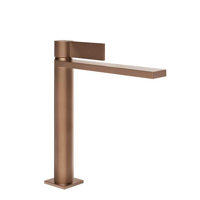 Gessi Inverso Rigato Смеситель для раковины, 1 отв., с донным клапаном "Stop&Go", цвет: Copper Brushed PVD