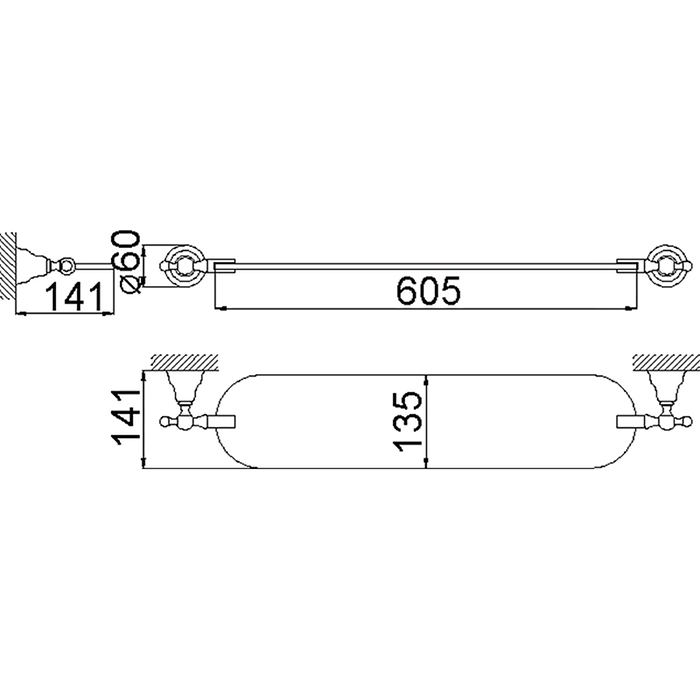  CISAL Arcana Полочка стелянная 60см, цвет: хром