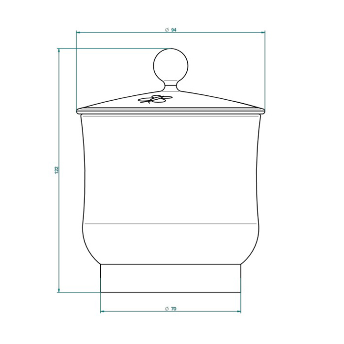THG CAPUCINE VERT DECOR PLATINE Китайская лакированная коробка с белой керамической крышкой Ø94 мм., small size, декор платина/зеленый, цвет: белый