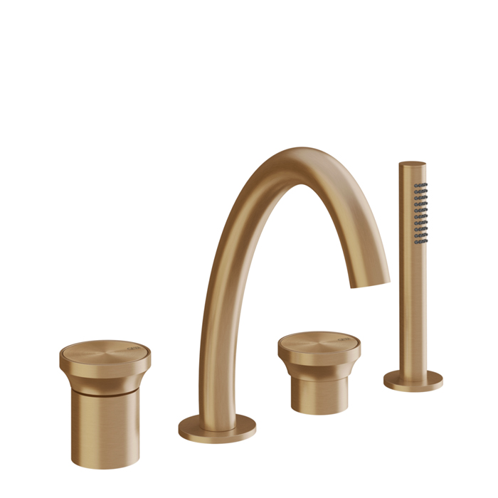 Gessi Origini Смеситель для ванны на 4 отв, с ручной лейкой, цвет: Warm Bronze Br. PVD