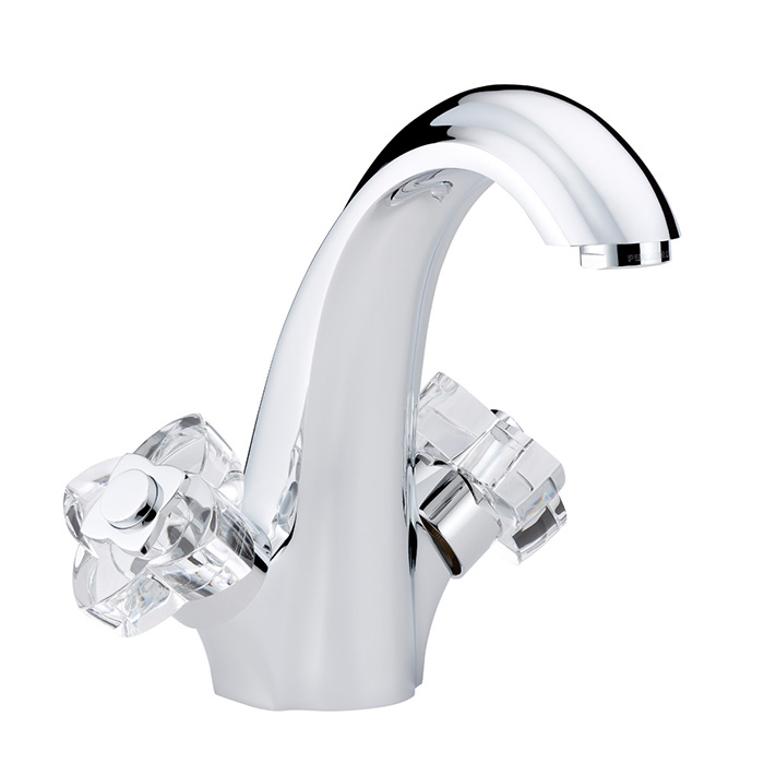 THG Pуtale de cristal clair Смеситель для раковины, 1 отв., цвет: хром/прозрачный хрусталь