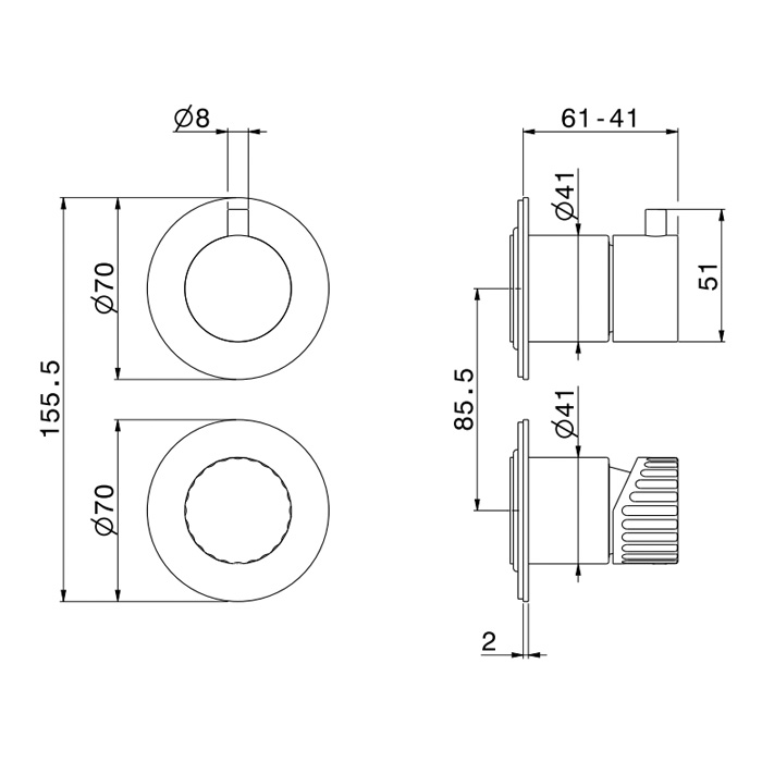 Newform Steel Line Смеситель для душа, встраиваемый, на 2 выхода, цвет: pvd brushed copper bronze