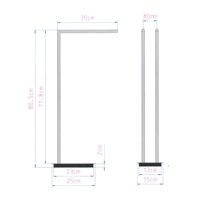 Decor Walther Straight 2 Полотенцедержатель двойной 38xh80см, напольный, цвет: черный матовый