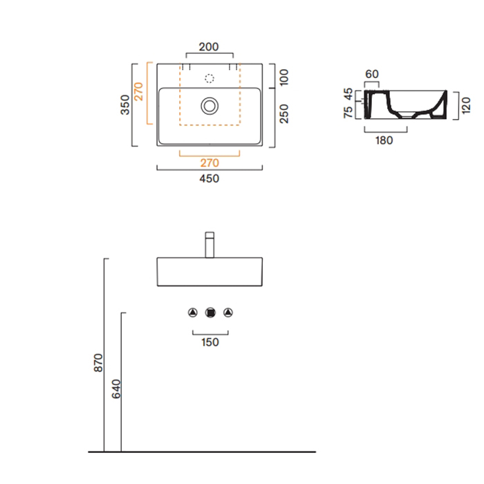 Catalano Premium Раковина 45x35см, без отв., цвет: белый глянцевый