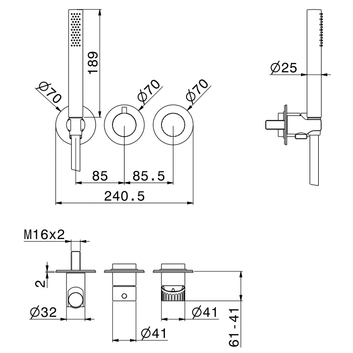 Newform Steel Line Смеситель для душа, настенный, на 2 выхода, цвет: stainless steel