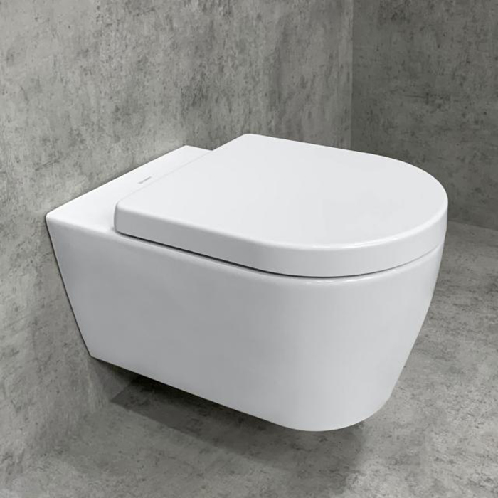 Duravit ME by Starck Унитаз подвесной Rimless без смывного края, свкл. крепление Durafix, 4,5л. с HygieneGlaze, 37x57см, Цвет: белый