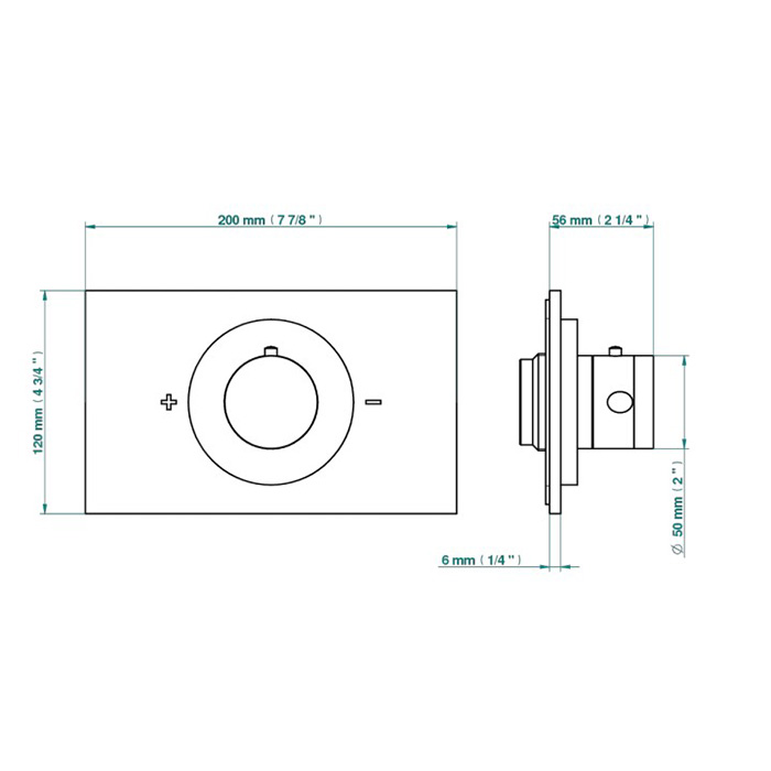  THG Infini white porcelain Смеситель для душа встраиваемый, термостатический, внешняя часть, цвет: хром