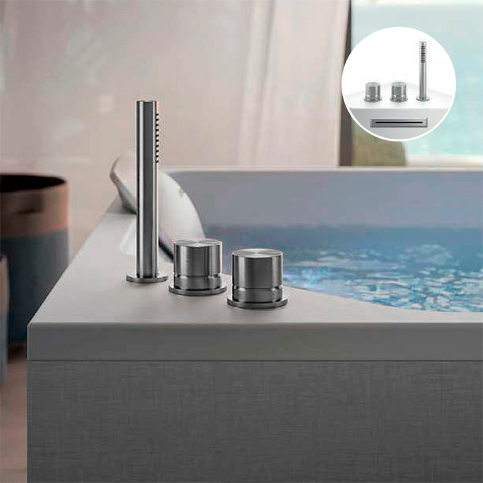 Jacuzzi Lisa Смеситель для ванны Onira, водопад, ручной душ, цвет: Brushed Steel