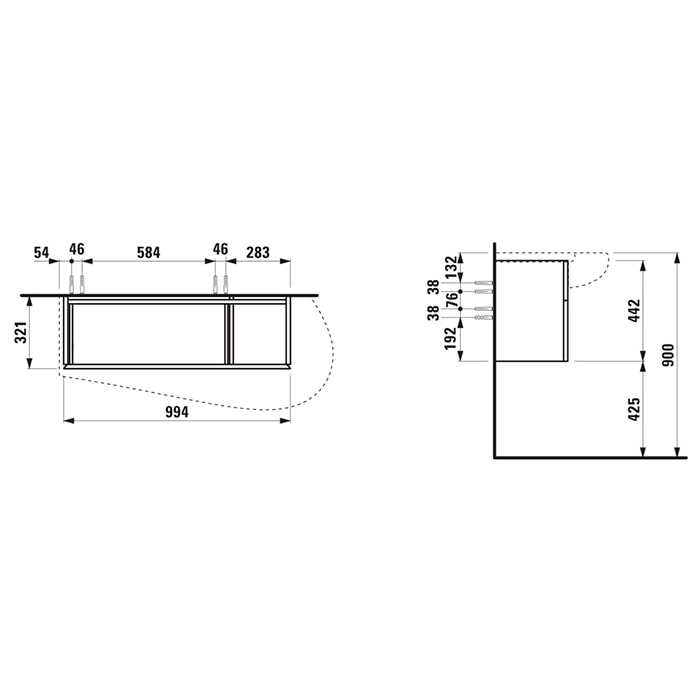 Laufen Alessi One Тумба подвесная с раковиной 120x50см, с 1 ящиком, цвет: белый матовый