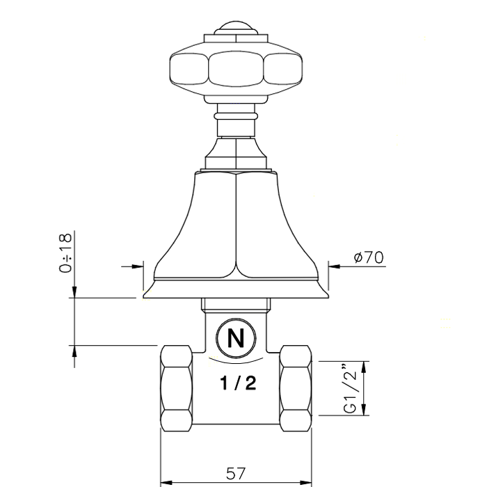 Nicolazzi Teide Вентиль запорный 1/2”, ручки Crystal handle, цвет: хром 