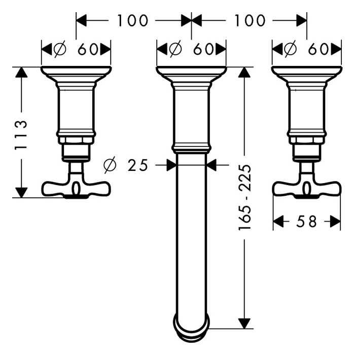 Axor Montreux Смеситель для раковины, встраиваемый, излив: 22.5см., цвет: полированный черный хром